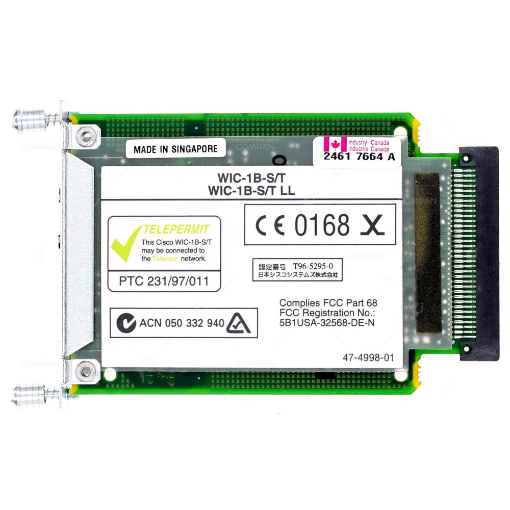 800-01833-03A0  CISCO WIC-1B-S/T ISDN BRI S/T INTERFACE CARD FOR CISCO2621